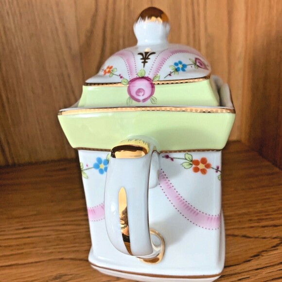 Royal Danube Teapot Floral Garland Gold Gilt Trimming - Picture 5 of 11